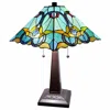 Homezia 22" Dark Brown Metal Two Light Candlestick Table Lamp With Green Shade