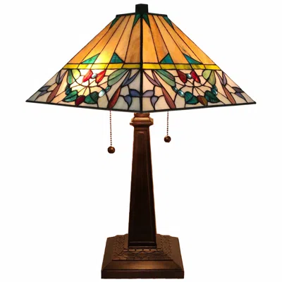 Homezia 22" Dark Brown Metal Two Light Candlestick Table Lamp With White Empire Shade