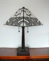 Homezia 22" Dark Brown Metal Two Light Candlestick Table Lamp With White Shade
