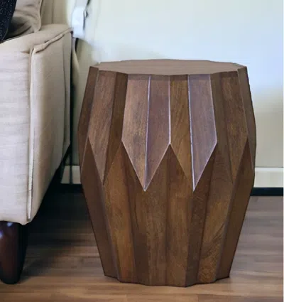 Homezia 22" Deep Brown And Dark Brown Solid Wood End Table