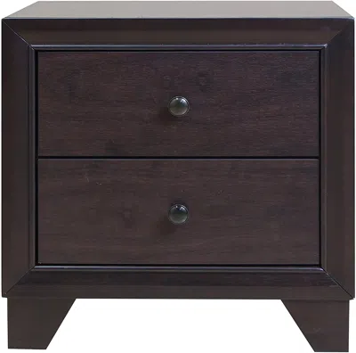 Homezia 22" Espresso Two Drawers Solid Wood Nightstand