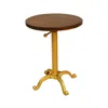 Homezia 22" Gold And Elm Solid Wood Round End Table