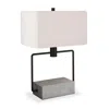 Homezia 22" Gray And Black Mod Table Lamp With White Rectangular Shade