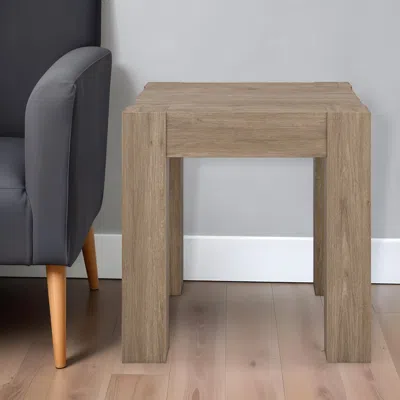 Homezia 22" Gray Wood Square End Table In Multi