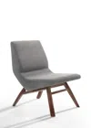 Homezia 22" Grey And Walnut Solid Color Lounge Chair With Ottoman
