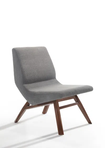 Homezia 22" Grey And Walnut Solid Color Lounge Chair With Ottoman