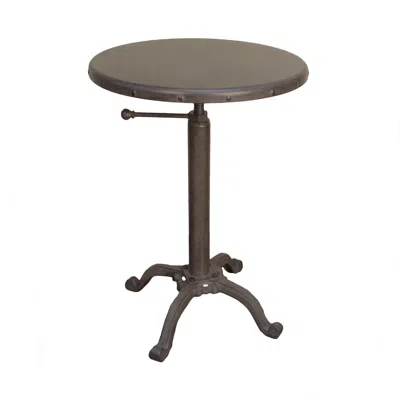 Homezia 22" Industrial And Inustrial Iron Round End Table In Black