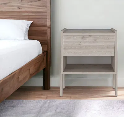 Homezia 22" Light Gray One Drawer Faux Wood Nightstand In Neutral