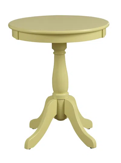 Homezia 22" Light Yellow Solid Wood Round End Table