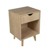 Homezia 22" Natural One Drawer Nightstand