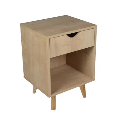 Homezia 22" Natural One Drawer Nightstand In Brown