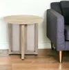 Homezia 22" Natural Solid Wood And Rattan Round End Table