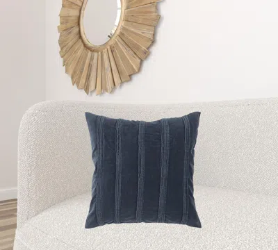 Homezia 22" Navy Textural Striped Throw Pillow