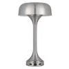 Homezia 22" Nickel Metal Two Light Usb Table Lamp With Nickel Dome Shade