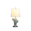 Homezia 22" Pale Blue Green Ceramic Cactus Table Lamp With White Shade