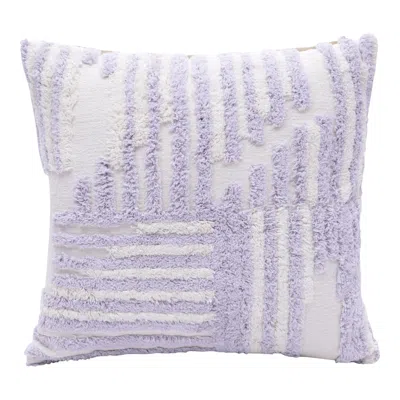 Homezia 22" Purple And White Geometric Cotton Throw Pillow With Texture