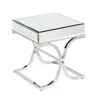 Homezia 22" Silver And Clear Mirrored Glass Square End Table