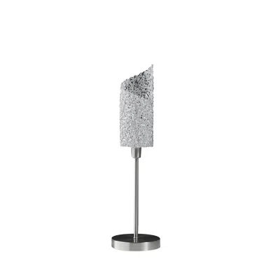 Homezia 22" Silver Bedside Table Lamp With White Swirl Novelty Shade