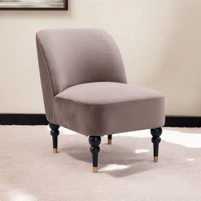 Homezia 22" Taupe Black And Gold Velvet Side Chair