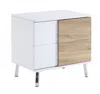 Homezia 22" White High Gloss Manufactured Wood Rectangular End Table With Two Drawers