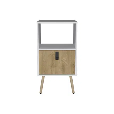 Homezia 22" White One Drawer Faux Wood Nightstand