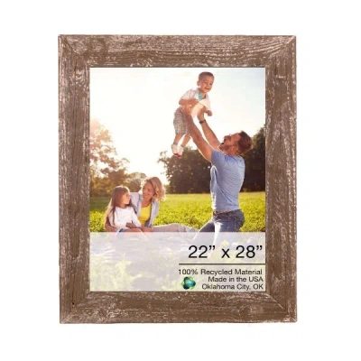 Homezia 22" X 28" Rustic Farmhouse Brown Wood Frame