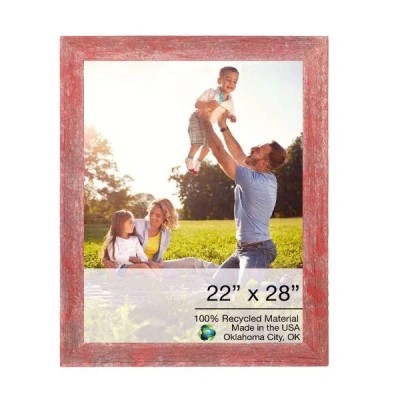 HOMEZIA 22" X 28" RUSTIC FARMHOUSE RED WOOD FRAME