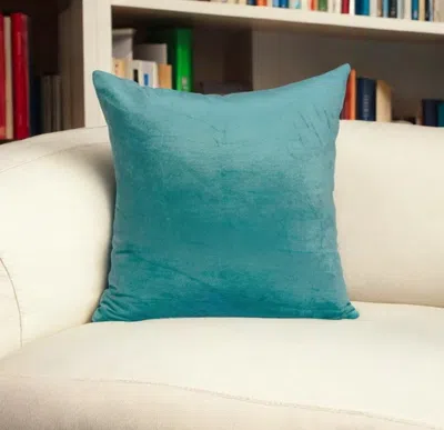 Homezia 22" X 7" X 22" Transitional Aqua Solid Pillow Cover With Poly Insert In Green
