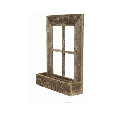 Homezia 22x18 Rustic Weatered Grey Window Frame With Planter