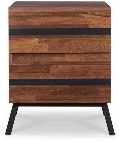 Homezia 23" Black And Brown End Table With Two Drawers