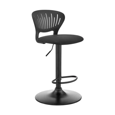 Homezia 23" Black Iron Swivel Low Back Adjustable Height Bar Chair