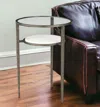 Homezia 23" Bronze And Clear Glass Round End Table With Shelf