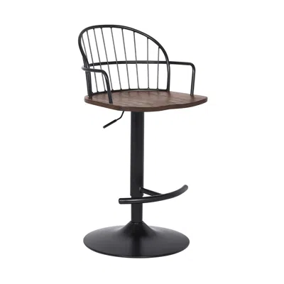 Homezia 23" Brown And Black Iron Low Back Adjustable Height Bar Chair