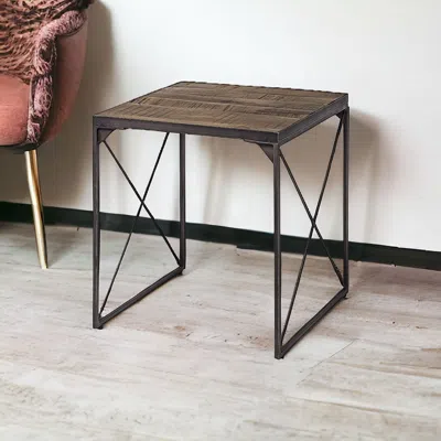 Homezia 23" Brown Solid Wood Square End Table