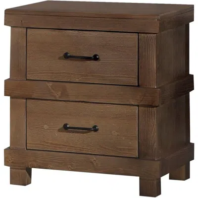 Homezia 23" Brown Two Drawers Metal Nightstand