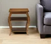 Homezia 23" Brown Wood Bow Leg Square End Table With Two Shelves