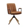 Homezia 23" Carmel Brown Faux Leather Swivel Arm Chair