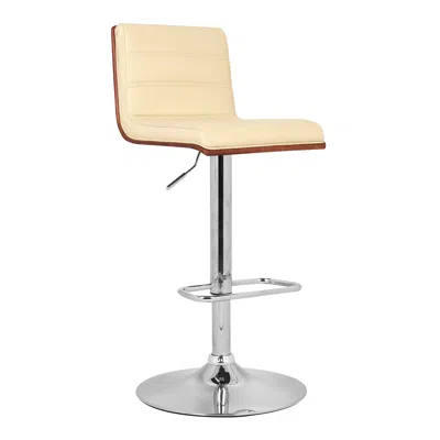 Homezia 23" Cream And Silver Iron Swivel Low Back Adjustable Height Bar Chair