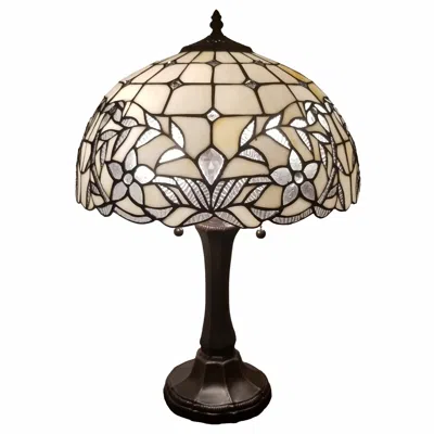 Homezia 23" Dark Brown Metal Two Light Candlestick Table Lamp With White Shade