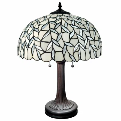 Homezia 23" Dark Brown Metal Two Light Candlestick Table Lamp With White Shade In Black