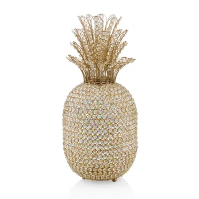 Homezia 23" Glam Bling Faux Crystal And Gold Pineapple