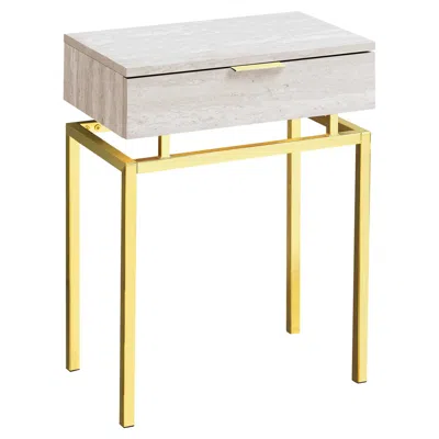 Homezia 23" Gold And Beige Wood And Metal End Table With Drawer