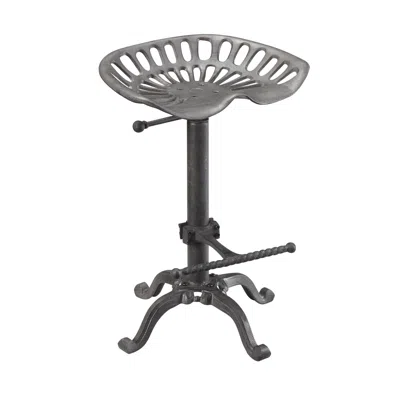 Homezia 23" Gray Iron Backless Adjustable Height Bar Chair