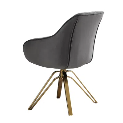Homezia 23" Gray Velvet And Gold Swivel Arm Chair