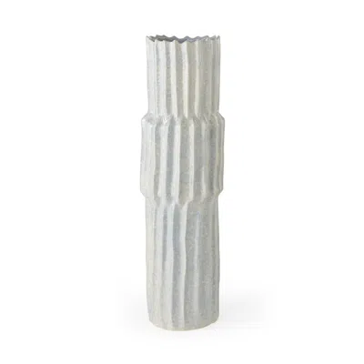 Homezia 23" Jumbo Organic Textured Gray Vase In White