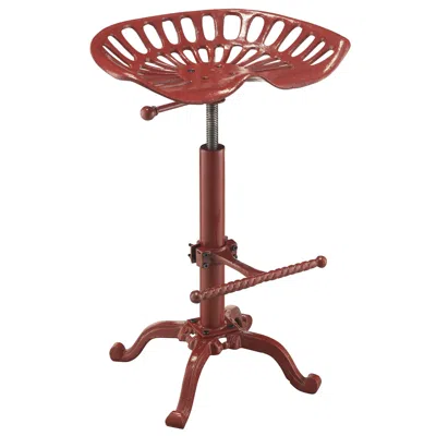 Homezia 23" Red Iron Backless Adjustable Height Bar Chair