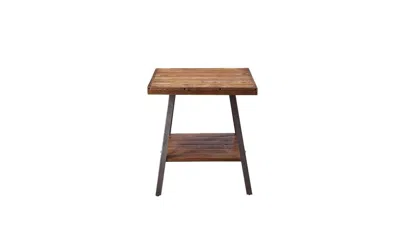 Homezia 23" Sandy Black And Weathered Oak Manufactured Wood Rectangular End Table With Shelf