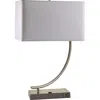Homezia 23" Silver Curved Table Lamp With White Rectangle Shade