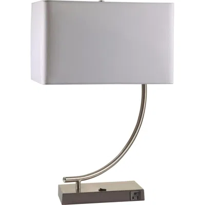 Homezia 23" Silver Curved Table Lamp With White Rectangle Shade In Burgundy