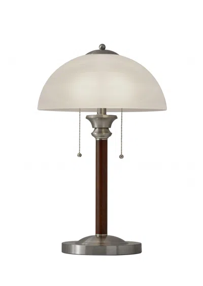 Homezia 23" Silver Metal Standard Table Lamp With White Shade In Brown